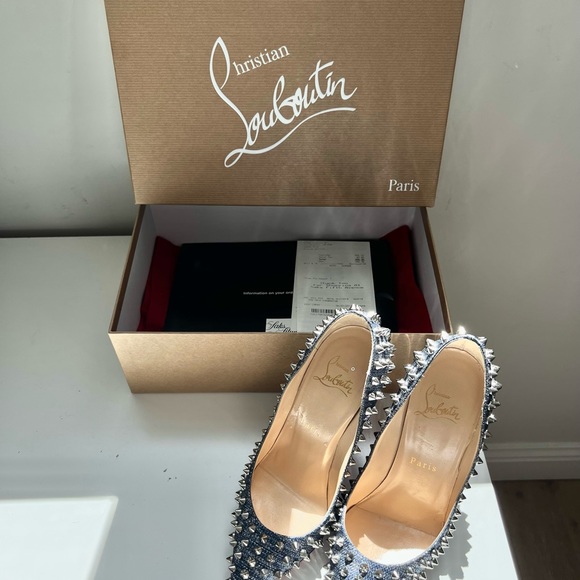Christian Louboutin FOLLIES SPIKES 100 LAME LUX - Picture 8 of 16